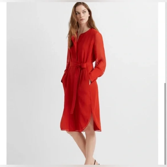 red dress club monaco Club Monaco Pernille Cold Shoulder V-Neck Solid Red Dress Women's Size 10